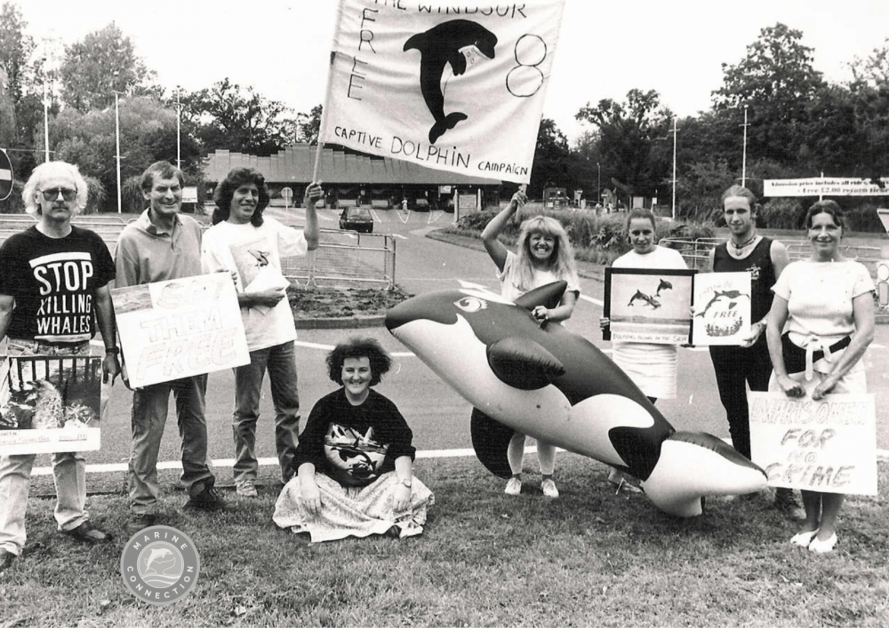 Marine Connection campaigners in 1980s