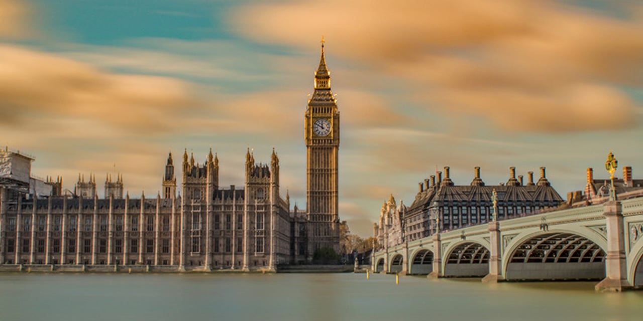 A view of big ben from across the river Thames.