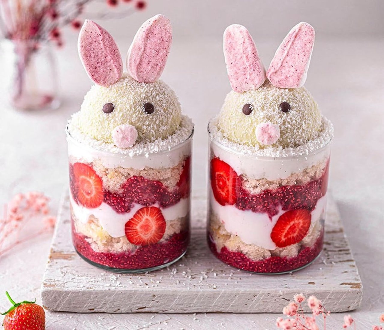 Vegan easter bunny trifles Image credit: Rainbow Nourishments
