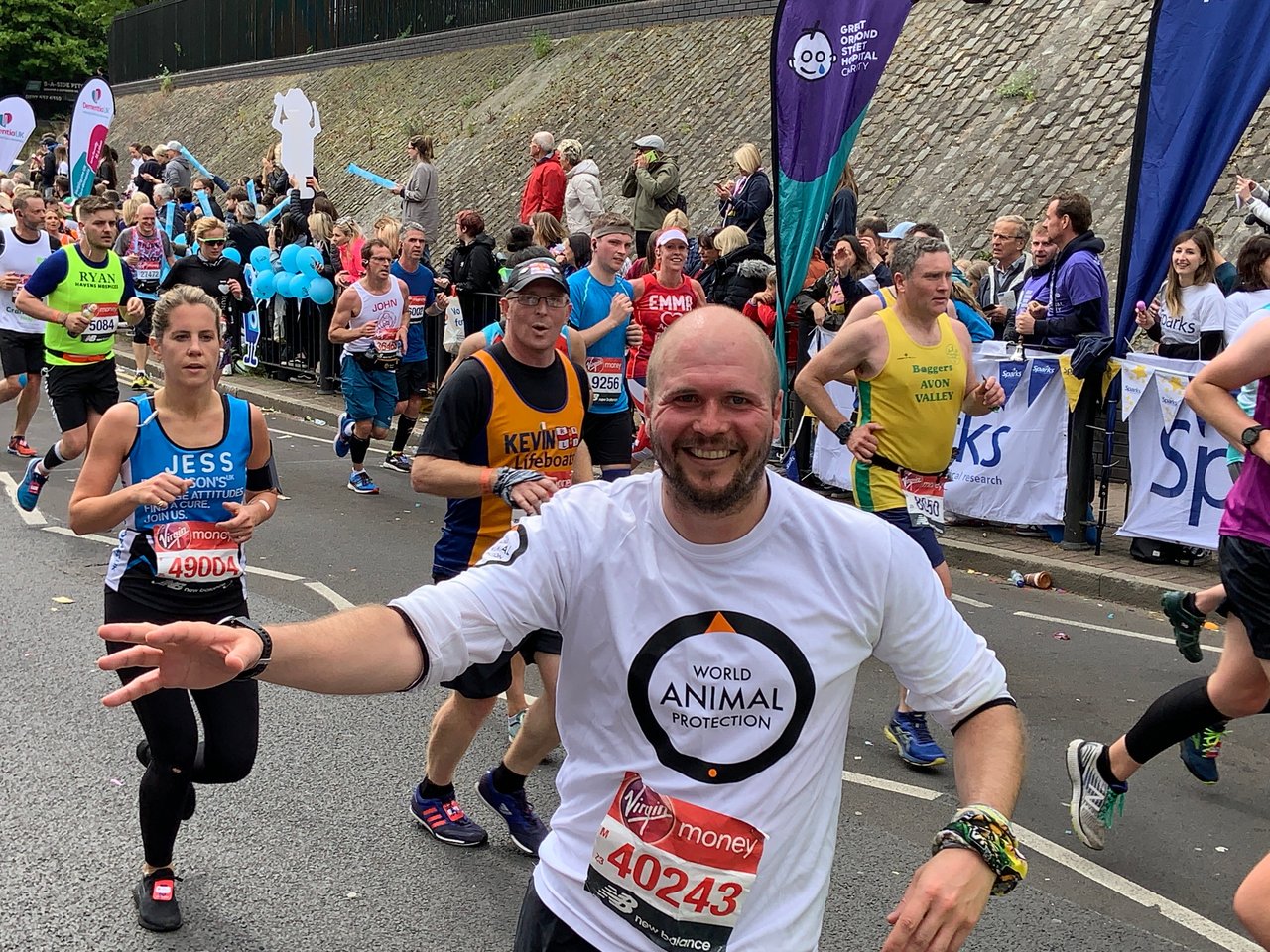 A runner wearing a World Animal Protection t-shirt at the London Marathon