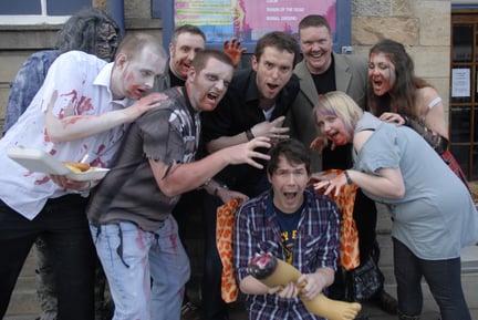People dressed as zomes