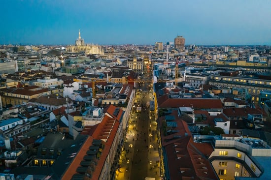 An aerial view of Milan